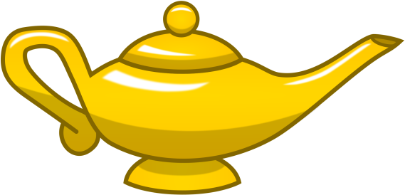 Gold Magic Lamp - Genie Lamp Clipart Png (600x300), Png Download