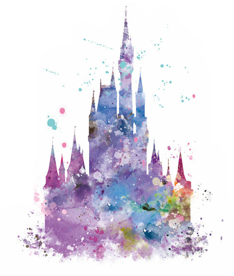 Castillo De Disney Dibujo Acuarela (480x566), Png Download