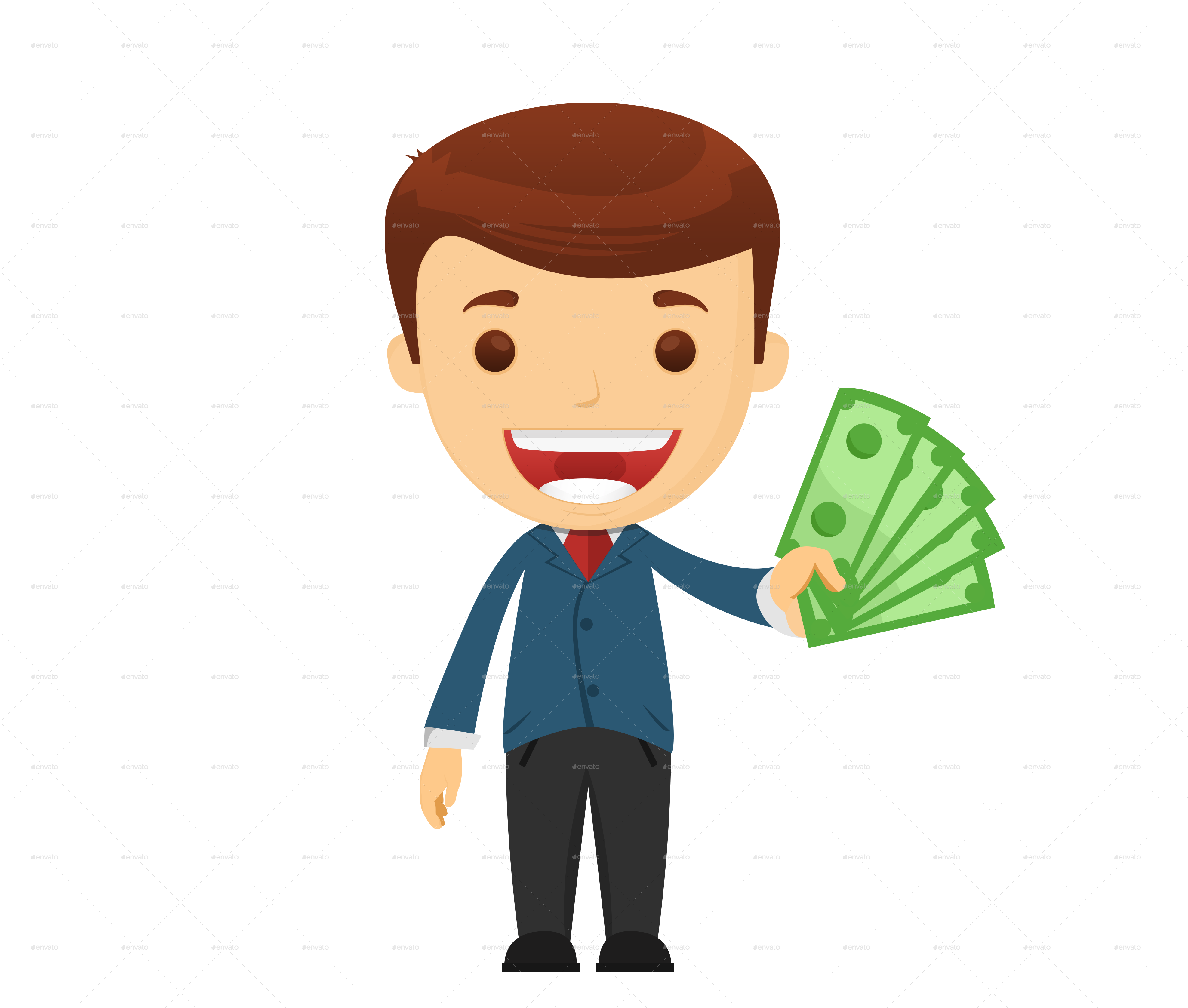 Businessman By Ekoy - Businessman With Money Cartoon Png (3950x3352), Png Download