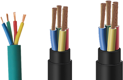 Pvc 4 Core Submersible Round Cable - 4 Core Cable Png (600x300), Png Download