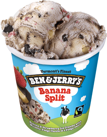 Banana Split Pint - Ben And Jerry's Banana Split (374x479), Png Download