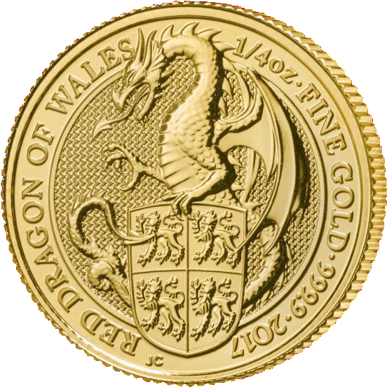 1/4oz Gold Dragon - Queen's Beasts Coins (594x594), Png Download