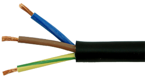 Electrical Png Black And White Stock - 3 Core Rubber Cable (500x500), Png Download