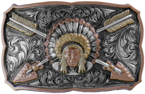 The Indian Chief Concho, With Full-feathered Headdress, - Carving (498x319), Png Download