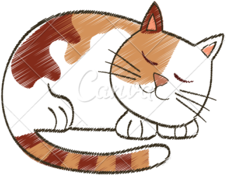Cats Cartoon Png - Cat Sleeping Cartoon (550x550), Png Download