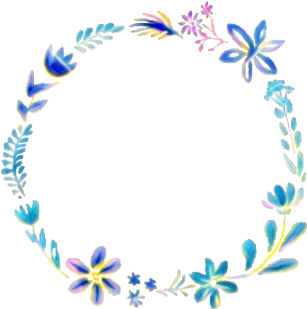 Frame Floral Flowers Sticker Circle Circleframe Freetoe - Blue Floral Wreath Transparent (476x484), Png Download