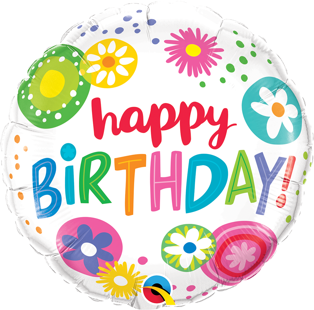 Birthday Floral Foil Balloon (1018x1007), Png Download