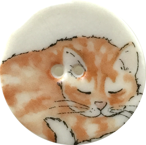 Orange Tabby One, Cat Sleeping Porcelain Button, 1-1/8" - Tabby Cat (480x479), Png Download