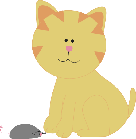 Kitten And Mouse - Clip Art (443x451), Png Download