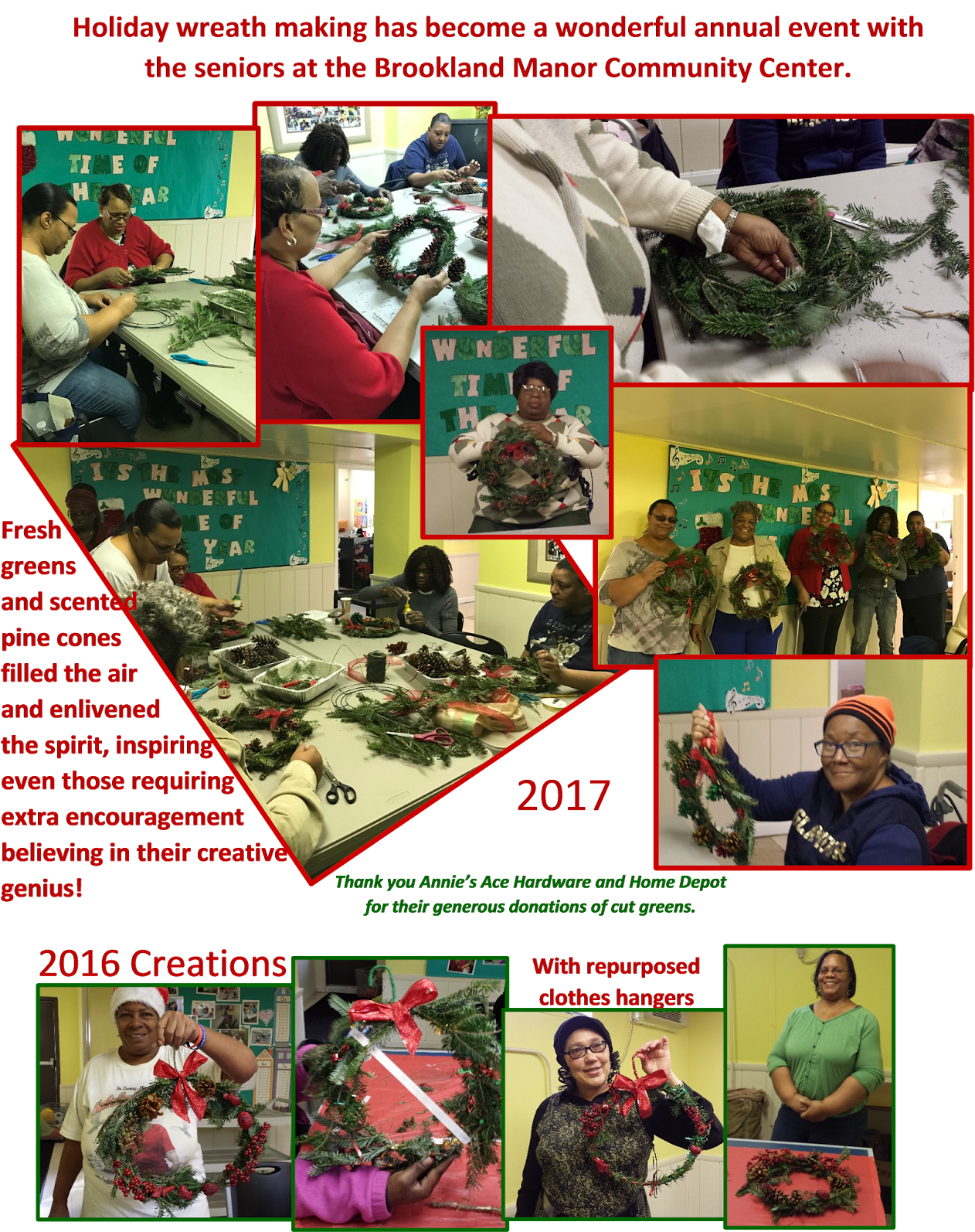 Holiday Wreath Making At Brookland Manor - Collage (511x640), Png Download