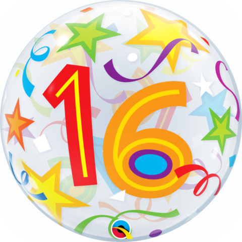 16 Brilliant Stars Bubble Balloon - 22" 16 Brilliant Stars Plastic Bubble Balloons - Mylar (480x480), Png Download