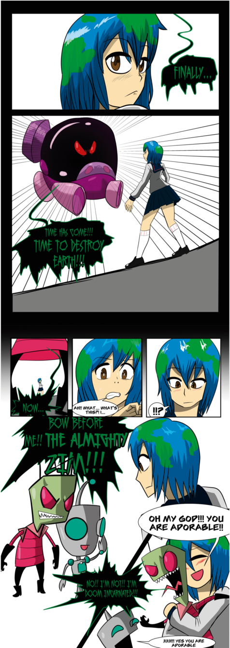 Earth Chan Meets Invader Zim By Manny G Estella - Earth Chan Evil (598x1336), Png Download