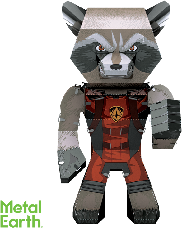 Metal Earth Legends Mini Caricature Model - Rocket Raccoon (768x768), Png Download