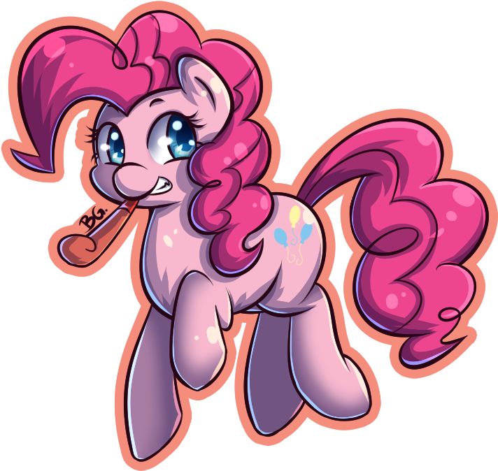 Tikrs007, Party Horn, Pinkie Pie, Safe, Simple Background, - Cartoon (1024x1024), Png Download
