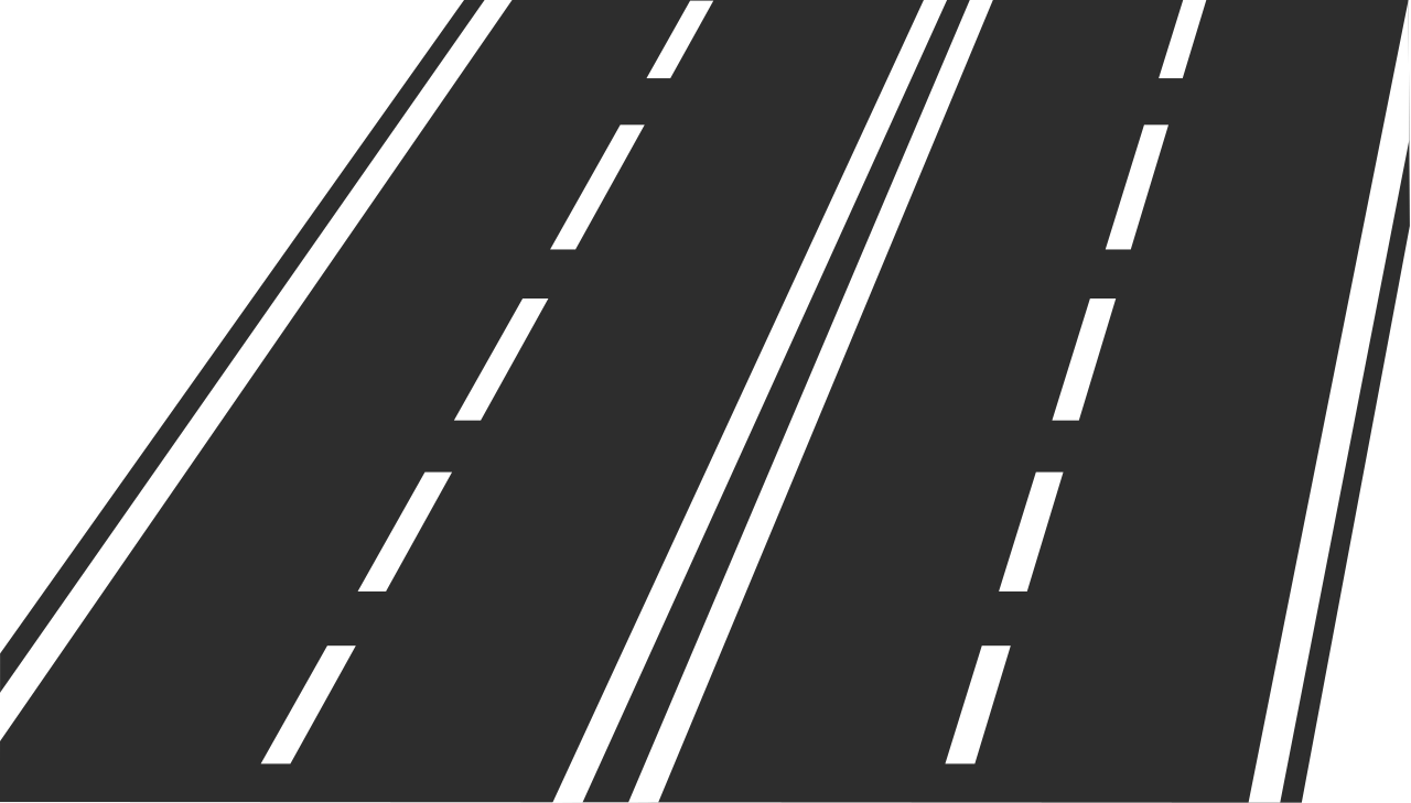 Roadway Clipart Wide Road - 4 Lane Road Icon (1280x729), Png Download