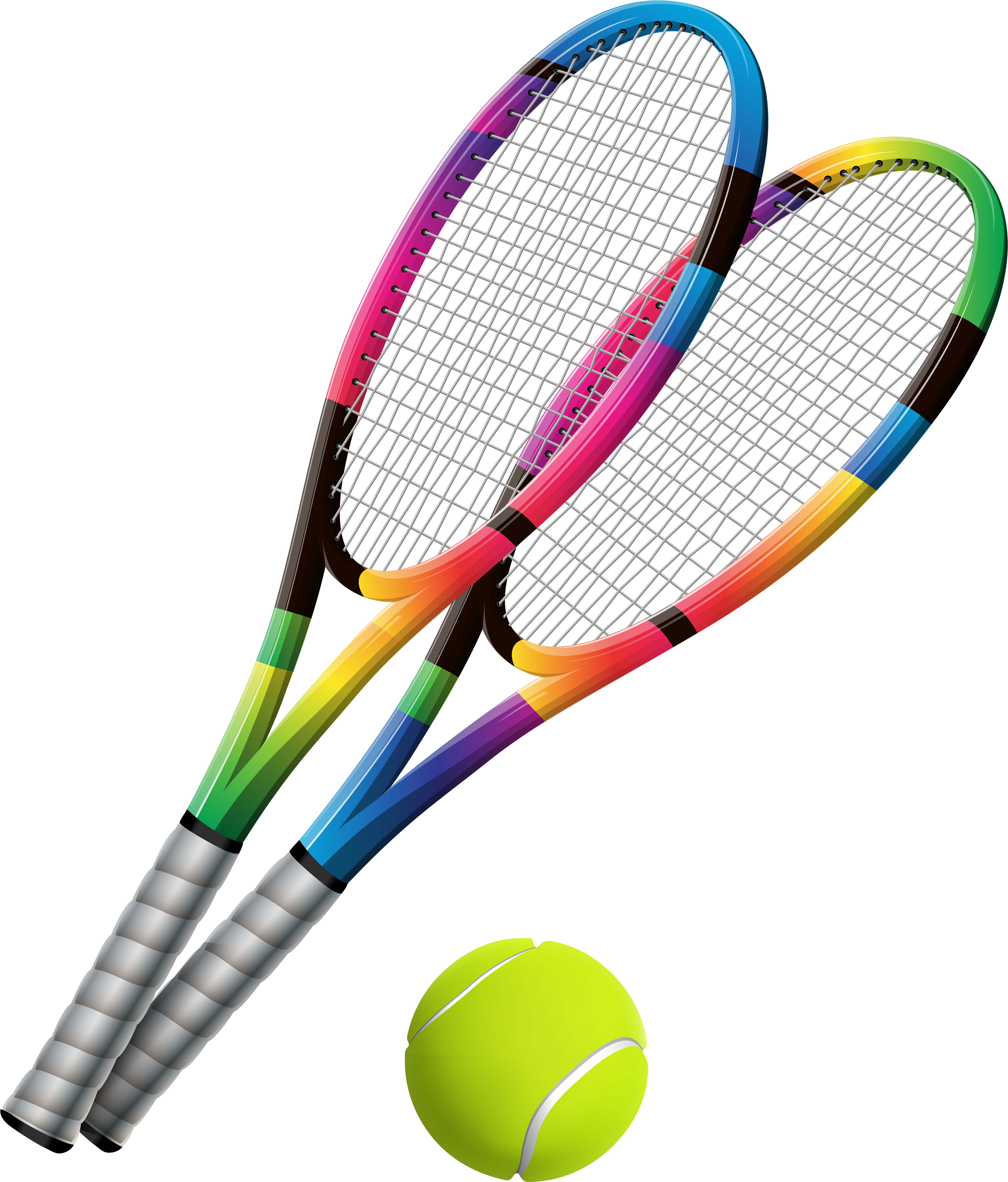 Tennis Rackets And Ball Transparent Png Clip Art (5968x7000), Png Download