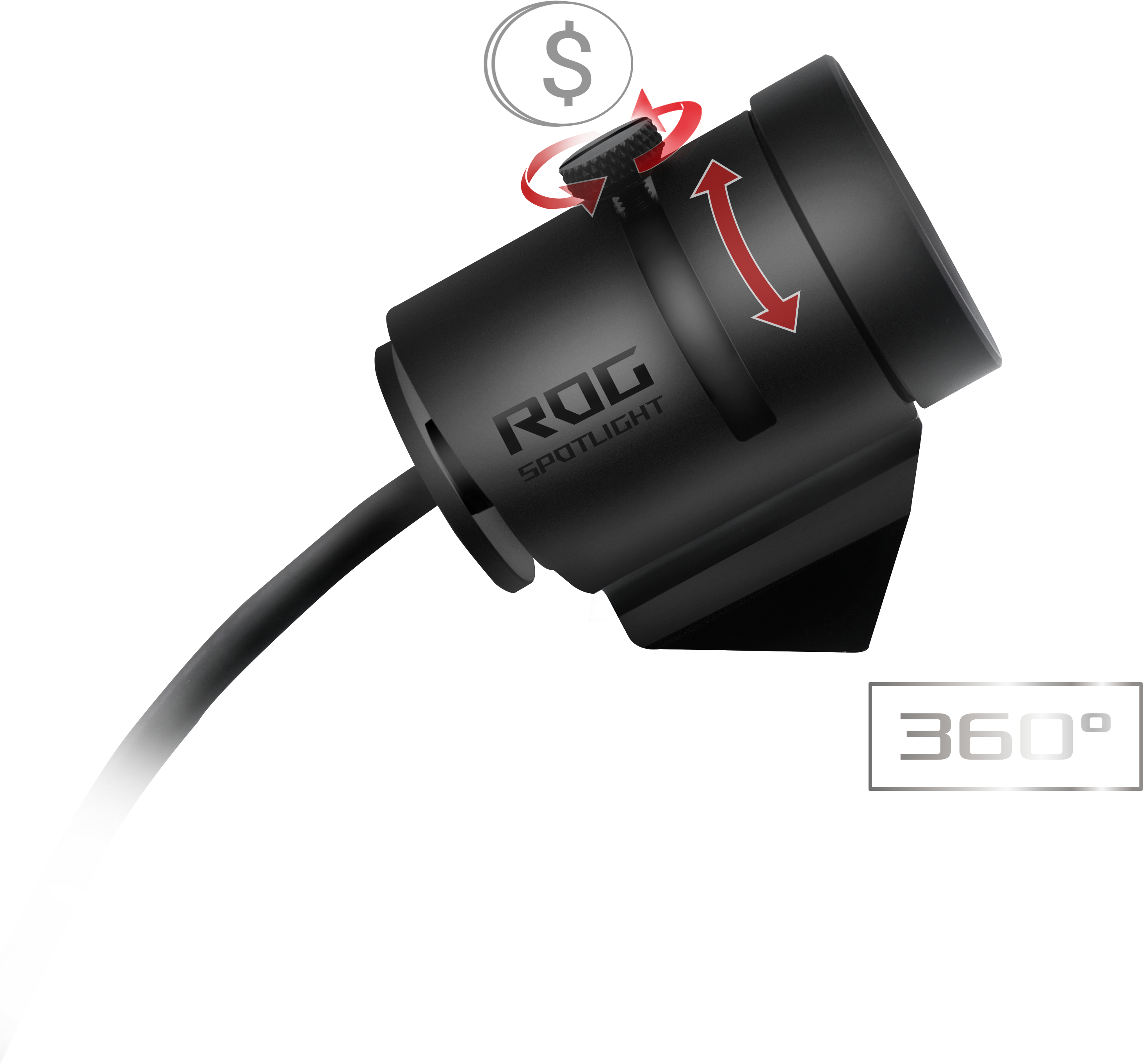 Fully Rotatable - Asus Rog Spotlight Aura Sync Review (3472x3472), Png Download