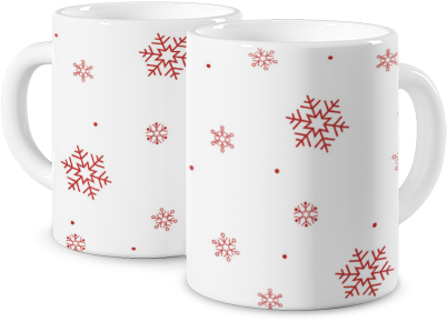 Photo Mug Taza A Color Red Snowflakes - Mug (540x407), Png Download