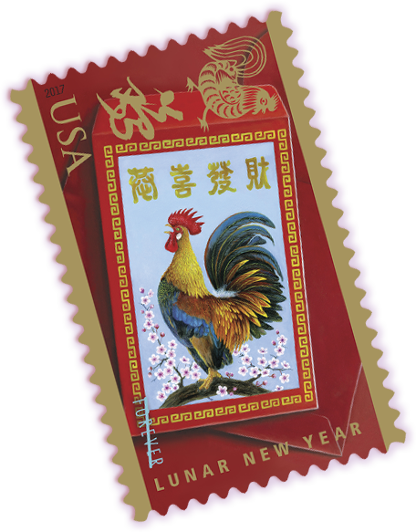 Photo Of Year Of The Rooster Stamp - Year Of The Rooster Stamp (456x583), Png Download