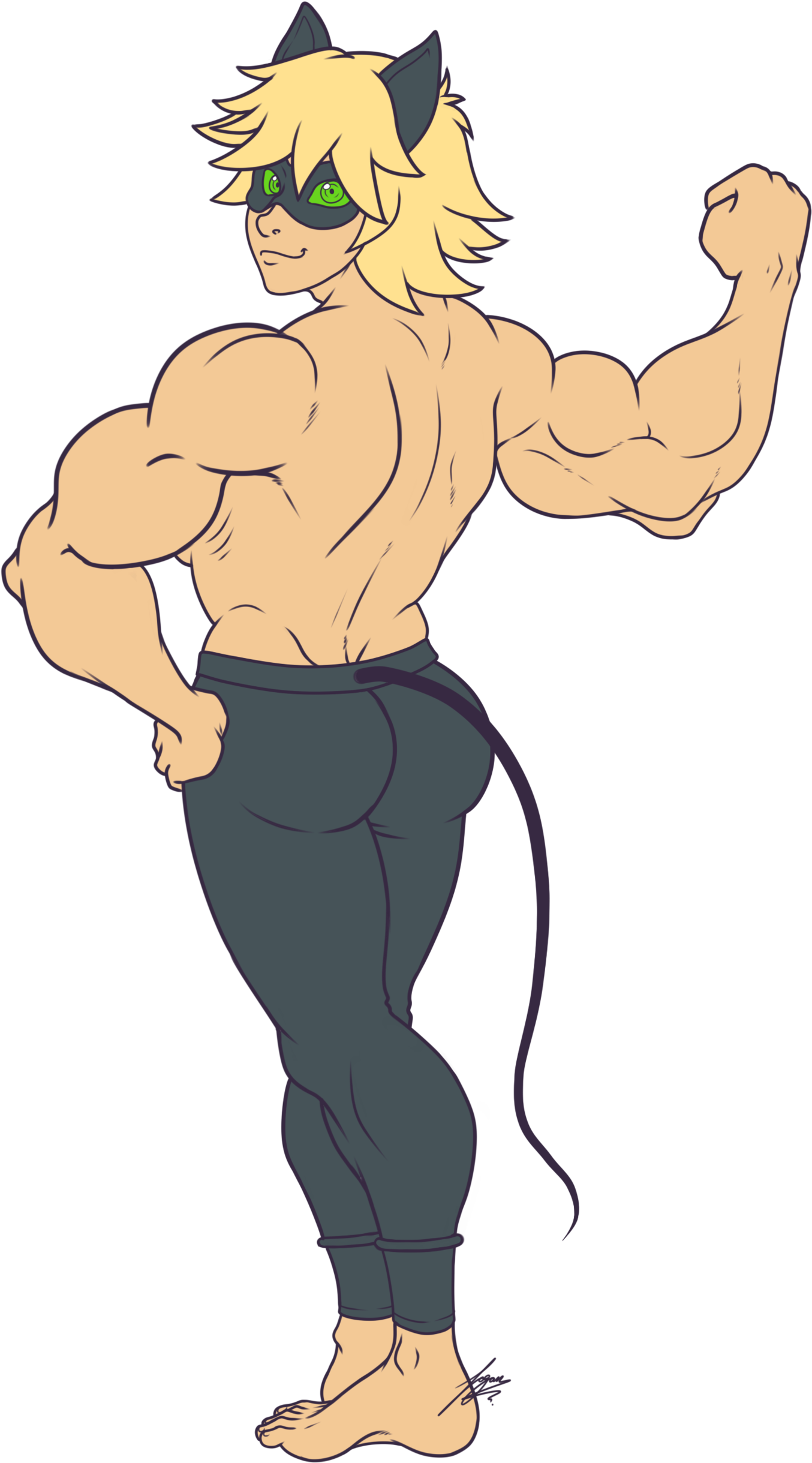 Muscle Chat Noir By Juacamo-dbgtjch - Cat Noir Weight Gain (1600x2800), Png Download