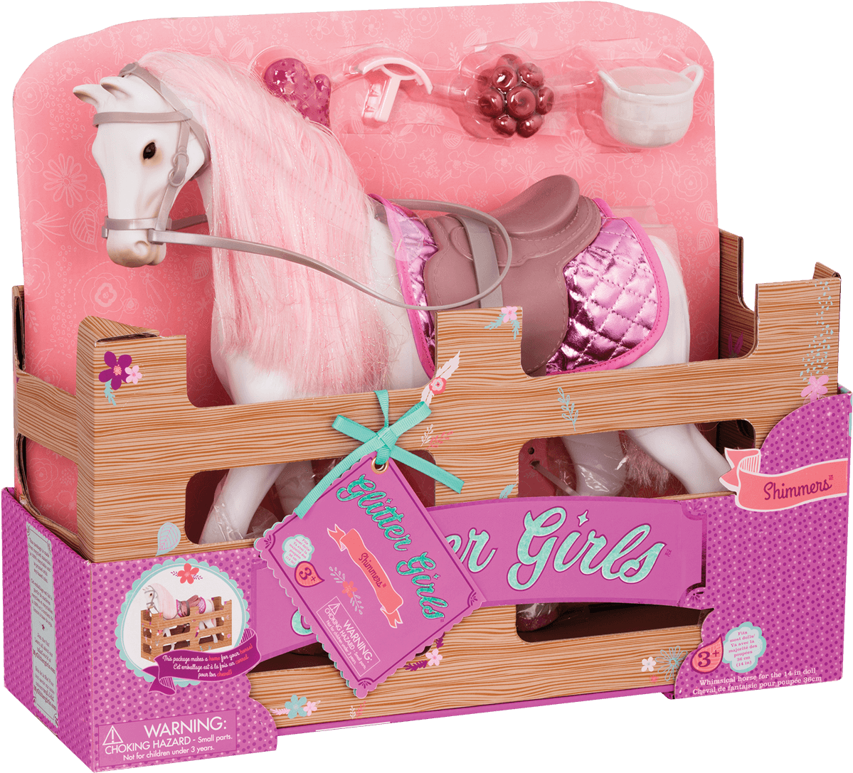 Shimmers 14-inch Horse White Pink Glitter Equestrian - Toy (1800x1800), Png Download