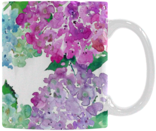 Watercolor Hydrangea White Mug - Hydrangea (500x500), Png Download