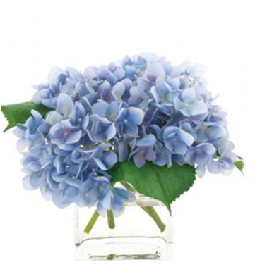 Blue Hydrangeas - Blue Silk Hydrangeas In A Glass Cube (360x480), Png Download