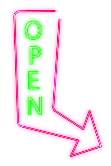 Open Arrow Neon Sign - Neon Sign (618x618), Png Download