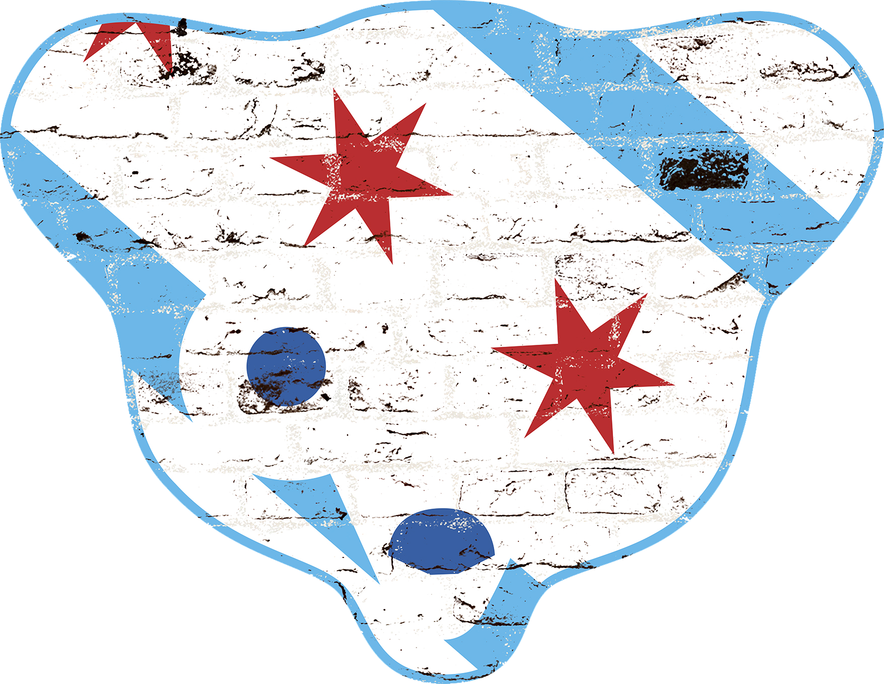 Chicago Sheffield Graffiti Bear Wall Graphic - Cubs Logo Chicago Flag (1755x1357), Png Download
