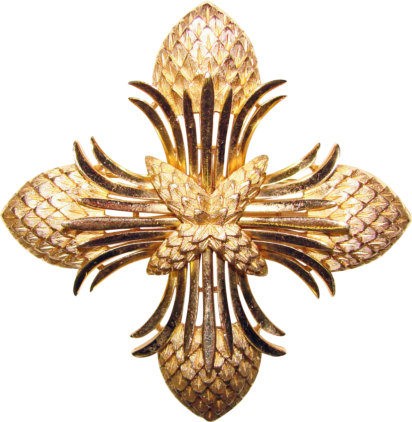 Gorgeous Trifari Signed Golden Cross Vintage Pin Brooch - Jewellery (1377x1377), Png Download