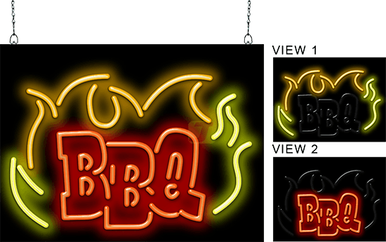 Bbq Flames Animated Neon Sign - Neon Sign (550x345), Png Download
