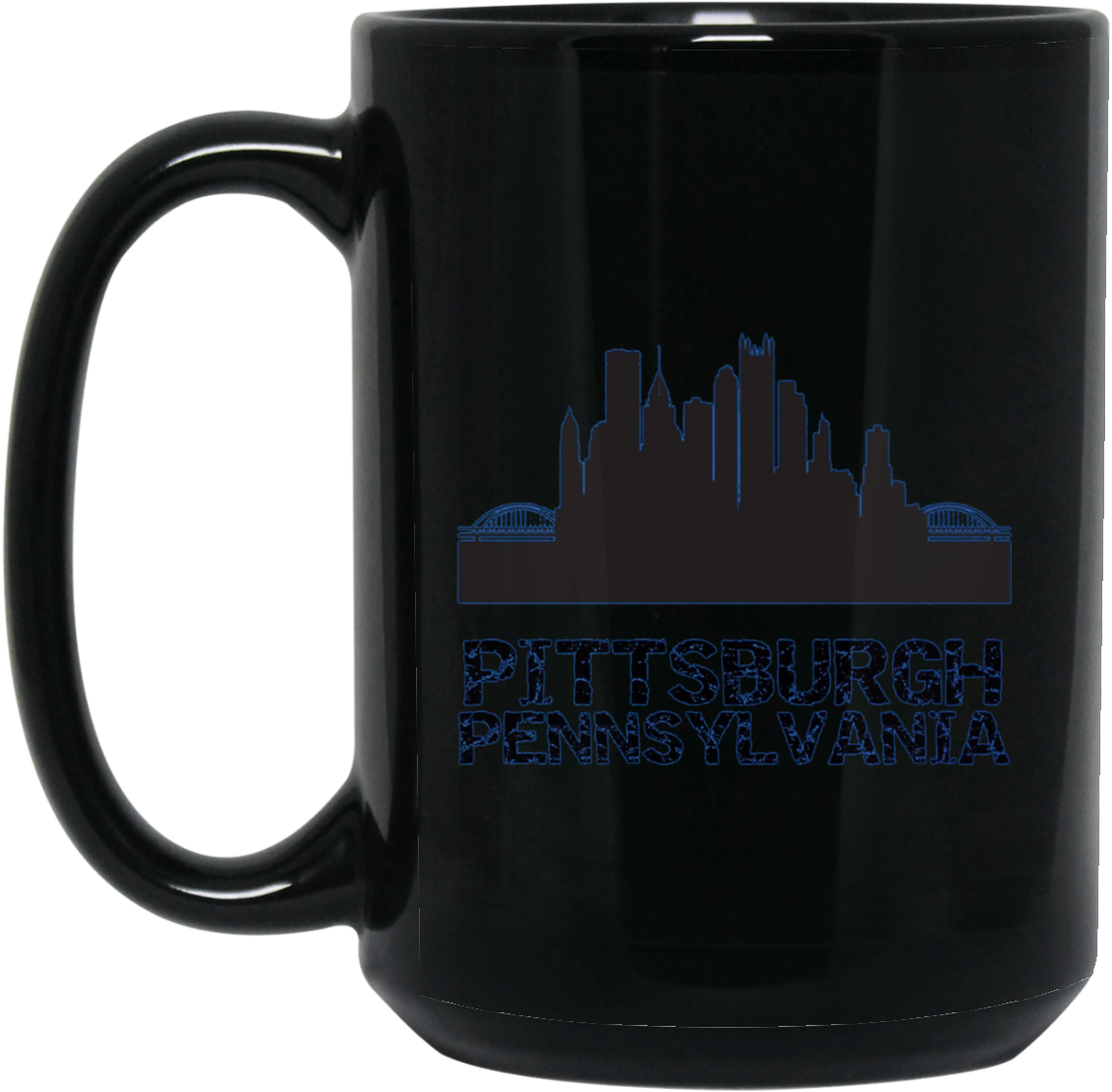 Pittsburgh Pennsylvania City Skyline Silhouette 15 - Golf Stud Black 15oz Mug (1155x1155), Png Download