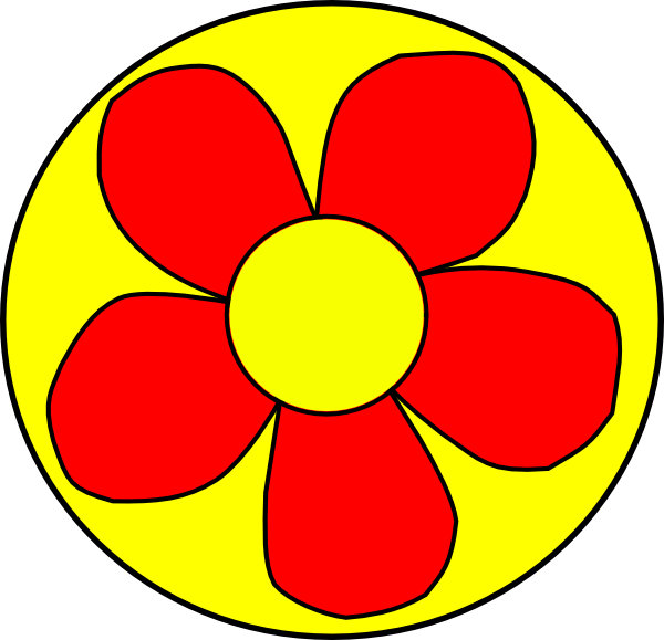 Red Flower With Yellow Background Clip Art - Yellow Flowers With No Background Clipart (600x579), Png Download