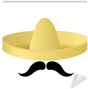 Sombrero Hat With Handlebar Moustache (400x400), Png Download