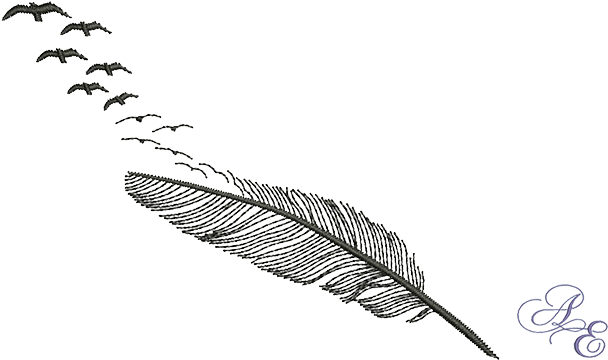 A Silhouette Feather Breaking Apart Into A Flock Of - Birds Of A Feather Art (722x361), Png Download