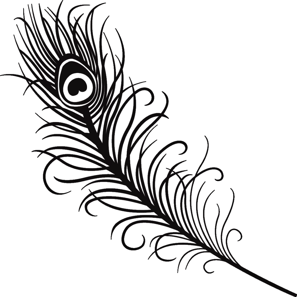 Silhouette Feather Peacock Peacockfeather Black Love - Peacock Feather Clipart Black And White (1024x1025), Png Download