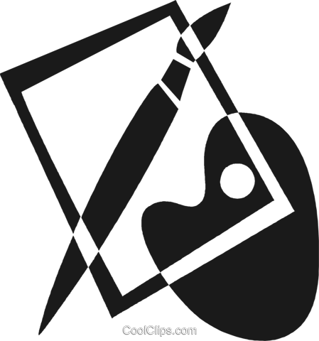 Palette And Brush Royalty Free Vector Clip Art Illustration - Pincel E Paleta (449x480), Png Download