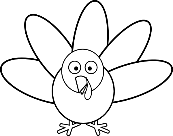 Turkey With Feathers Clip Art At Clker - Black And White Turkey Feathers (600x473), Png Download
