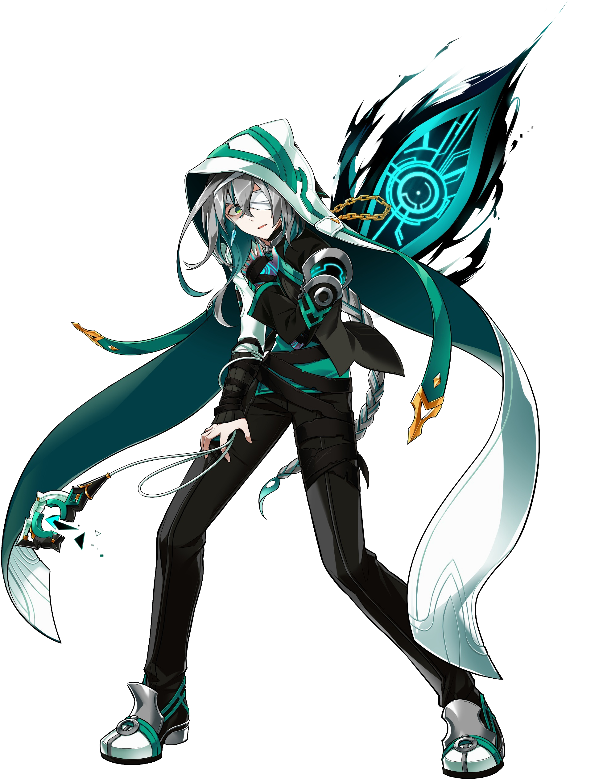 1boy Absurdres Ainchase Ishmael Bandage Braid Chains - Elsword Ain Wanderer (850x1052), Png Download