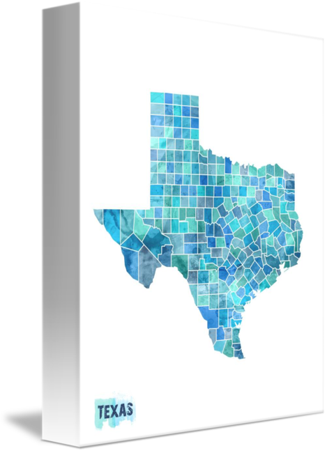 Texas Watercolor Map By Michael Tompsett - Texas Watercolor (469x650), Png Download