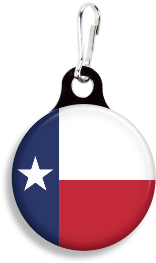 Texas Flag - Promotional Zoogee 1-1/8 Round Metal Zipper Pull Tag (353x530), Png Download