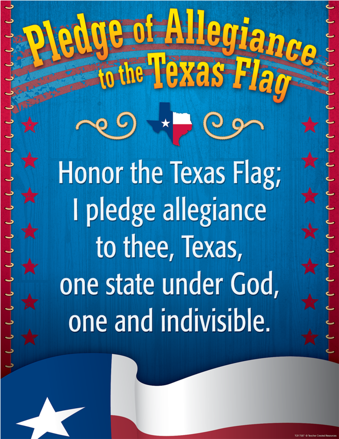 Tcr7587 Pledge Of Allegiance To The Texas Flag Chart - Teacher Created Resources Pledge Of Allegiance (900x900), Png Download