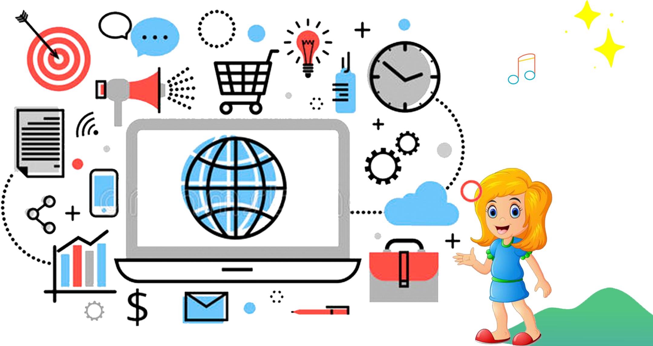 Internet Marketing With Us - Market Trend Vector (2170x1200), Png Download