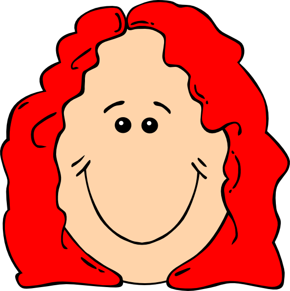 Cartoon Red Head Girl (594x596), Png Download