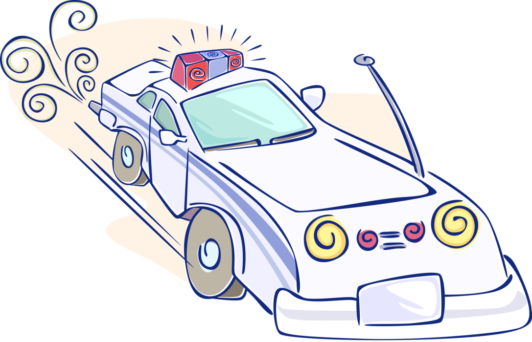 Vector Illustration Of Law Enforcement Police Car Cruiser - City Car (1087x700), Png Download