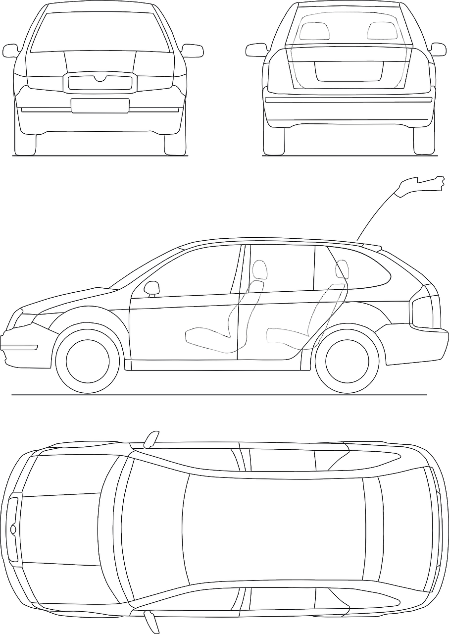 Technical Car Blueprint - Araba Teknik Resim (907x1280), Png Download