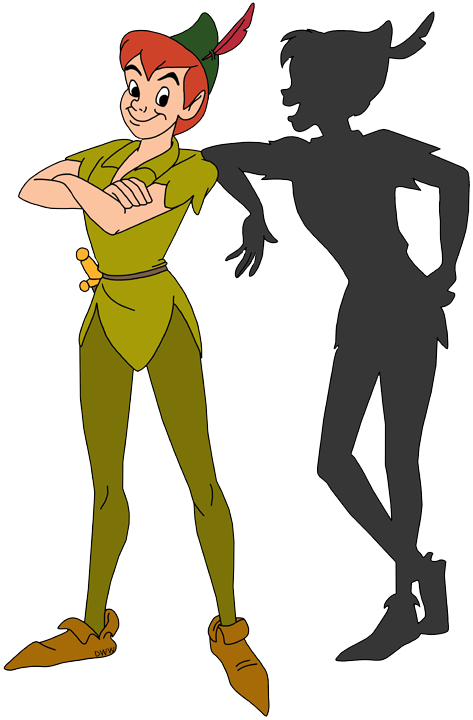 Peter Pan Standing With His Shadow - Peter Pan And Shadow Clipart (473x720), Png Download