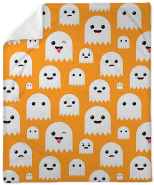 Funny Cute Orange Halloween Ghost Seamless Pattern - Wallpaper (400x400), Png Download