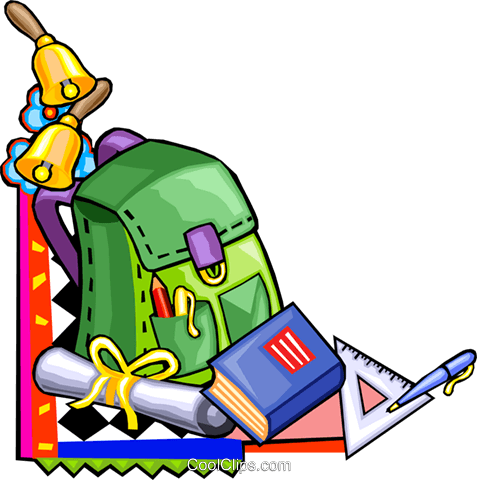 School Supplies Royalty Free Vector Clip Art Illustration - Elementary Schooling Cartoon (477x480), Png Download