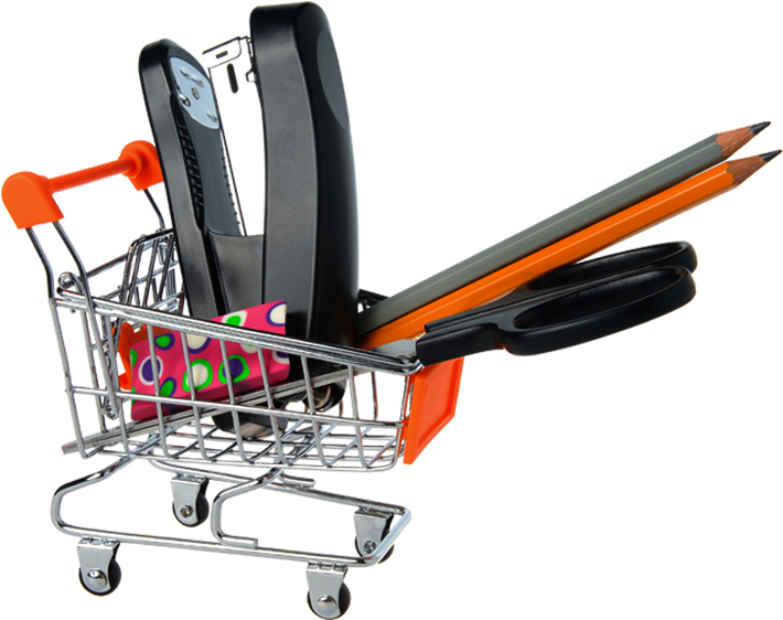 Office And School Supplies And Tech Accessories - Office Supplies Shopping Cart (796x600), Png Download
